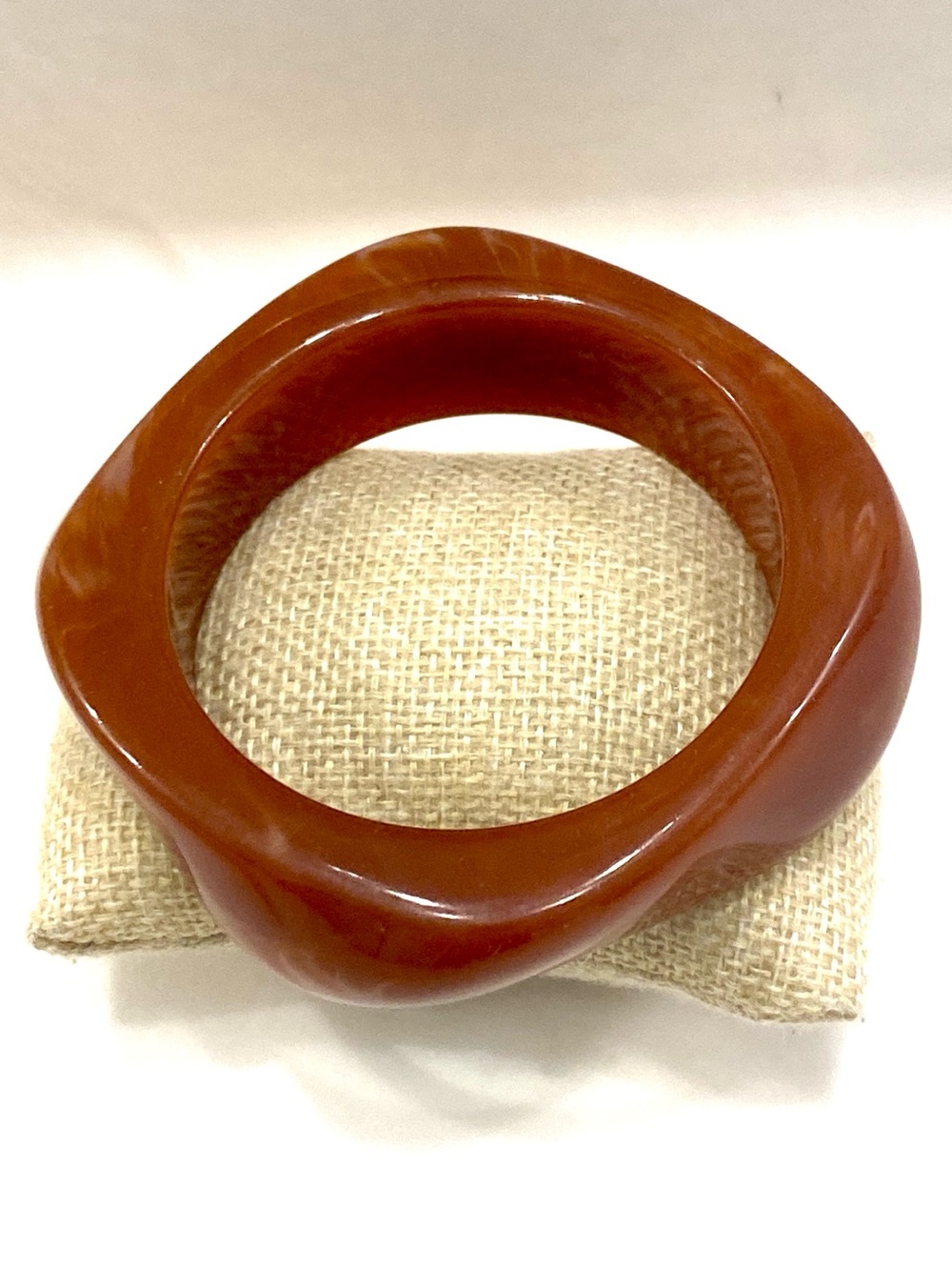 Sculpted Bangle Bracelet in Warm Amber Brown